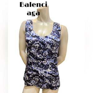 Balenciaga Blue and Black Abstract Tank Top